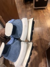 Lanvin Trainers Mens Size 9 Blue Suede Leather Sneakers Chunky Sole Luxury Shoes