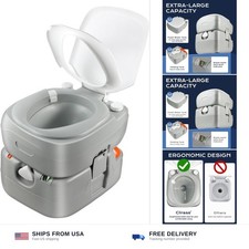 Clirass 5.8-Gallon Portable Toilet: Detachable Waste Tank, Sealing Slide Valv...