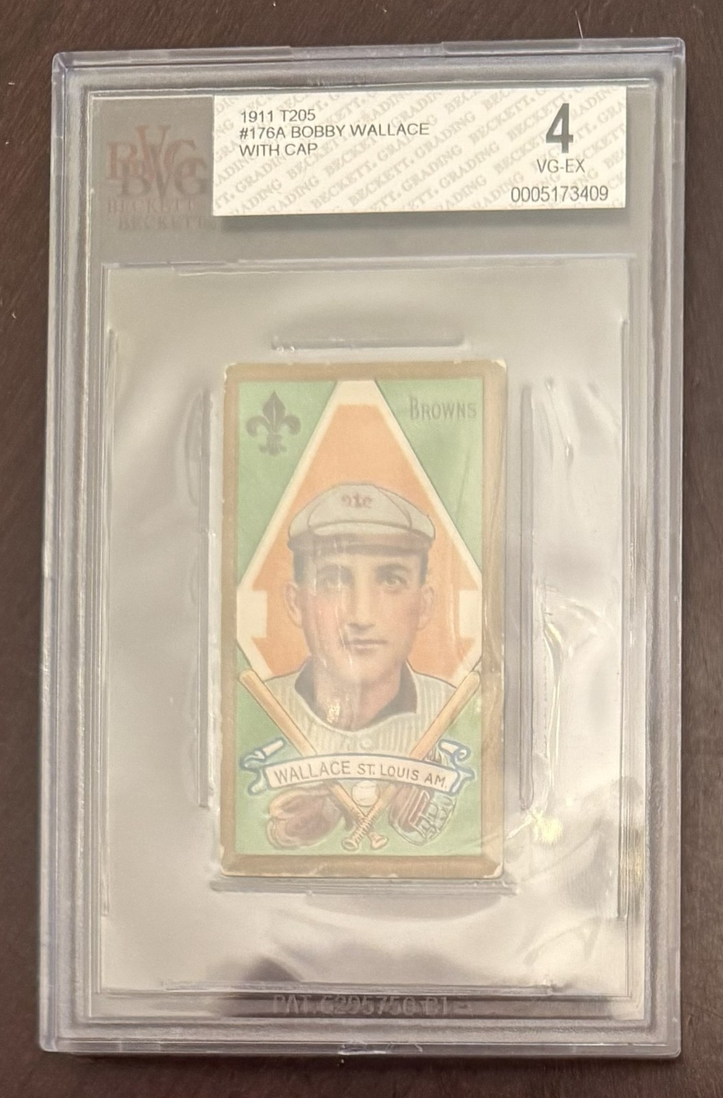 1911 T205 Hassan Bobby Wallace Gold Border w/ Cap BVG 4 VG-EX