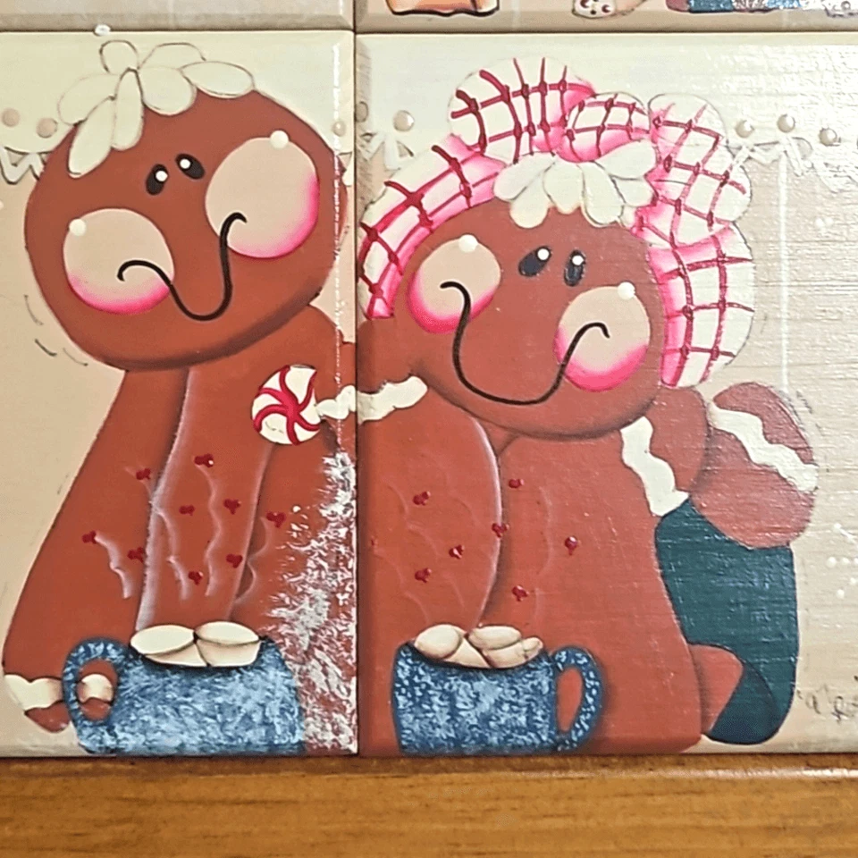 De colección Y2K 1997 Pan de Jengibre Navidad Country Kitch Firmado ÚNICO Arte Foto 2 de 4