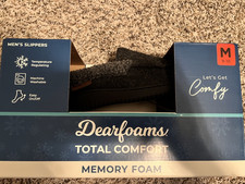 Dearfoams Men's Total Comfort Memory Foam Slippers Black M 9-10 New