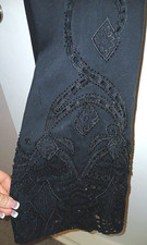 Vintage Black CACHE pants beaded cutout embroidered legs 8