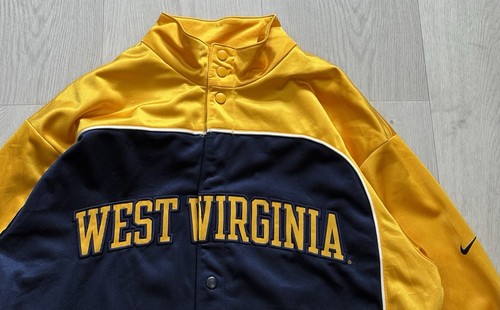 Vintage 90s West Virginia Nike Track Top Popper Varsity University USA Medium - Picture 3 of 6