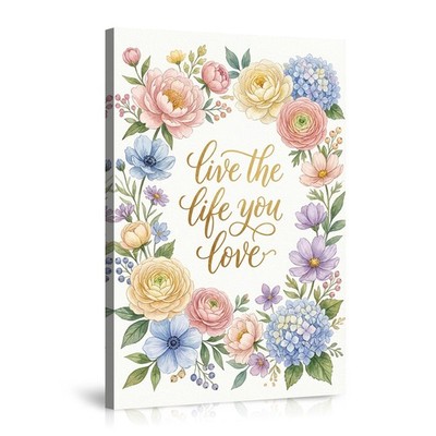 Live the Life You Love Floral Wall Art Poster Canvas Decor for Home Bedroom 