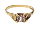 9ct Gold Solitaire Clear Stone Ring with Box: Size T, Hallmarked 1975, 2.45gm