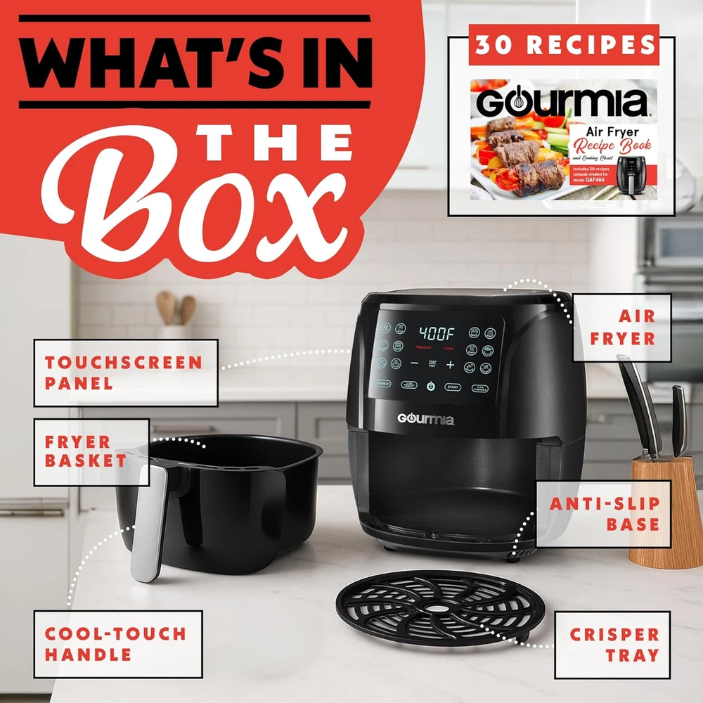 6QT Digital Air Fryer with 12 Presets & Fryforce Technology for Guided Cooking
