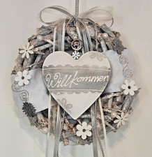 Türkranz willkommen herz modern handmade wandkranz nachhaltige dekoration 30 cm