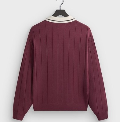Kith Rugby Pullover Sweater in Essence (Maroon) Viscose Blend