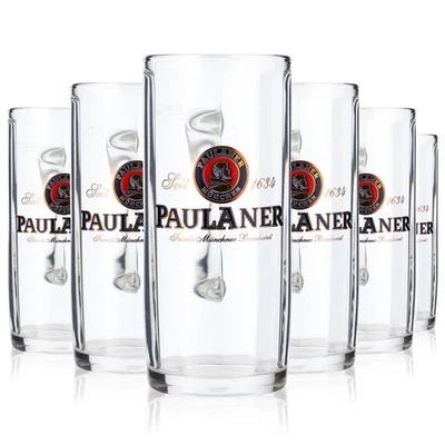 6x Paulaner Bier Glas Bierseidel Humpen 0,25l Krug Sahm Moldau Seidel