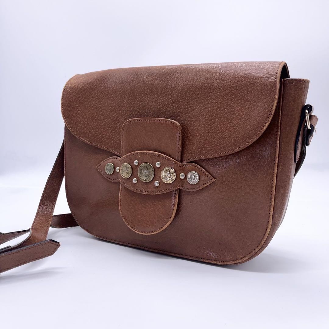 Borsa a tracolla Yves Saint Laurent logo medaglia pelle marrone usata originale ottima JPN