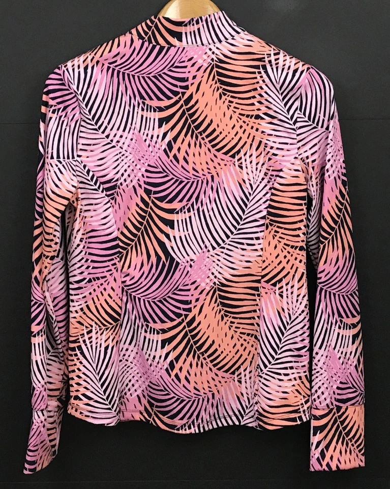 Pulôver de golfe feminino Tommy Bahama Everyday Active 1/4 zíper estampa tropical tamanho G - Imagem 2 de 4