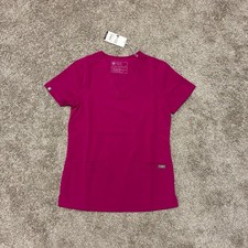 FIGS Casma Three-Pocket Scrub Top XXS Raspberry V-Neck Technical Healthcare