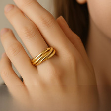 9ct Gold Russian Wedding Ring 3 bands Yellow Gold Colour Band 2mm Size O