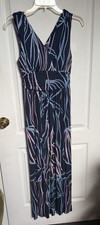 SOMA Maxi Bra Dress  V-Nec Navy ( Pink/Blue Stripe Design) Sz XS
