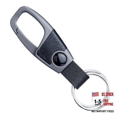 For Mazda Men's Zinc Alloy Key Clip with Black Leather Grey Carkeychain 0.31in