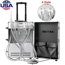 Portable Mobile Dental Delivery Unit Air Compressor Syringe Suction 4 Hole USA