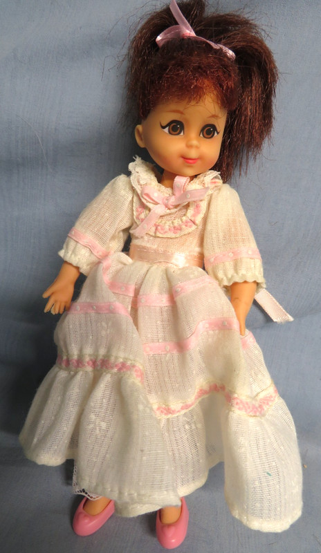 1960s Mattel Tutti's friend 6" Chris Doll Barbie Auburn Hair Pretty Dress