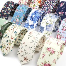 Cotton Floral Tie for Men and Women Skinny Necktie Wedding Casual Paisley Print