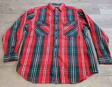 Vintage 80s McGregor Plaid Cotton Thick Flannel Button Up Shirt Sz L Red Blue