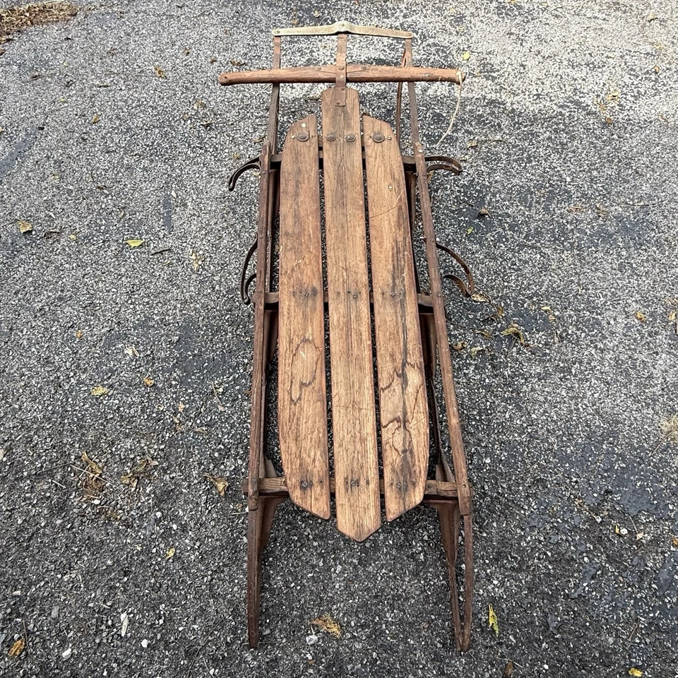 Vtg Flexible Flyer 65” Wooden Snow Sled S.L. Allen Co 1960s Antique 3-4 People - Image 2 of 4