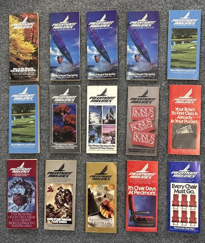LOT OF 15 Vintage 1986-1988 Piedmont Airlines System Schedules Flight Timetables