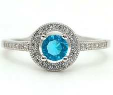 1CT Blue Topaz Topaz 925 Solid Sterling Silver Ring Sz 7 UB4-5