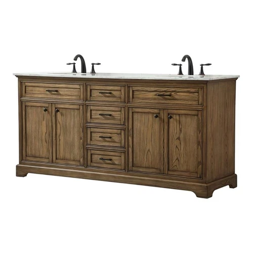 Elegant Decor Americana 72" Aluminum Alloy Double Bathroom Vanity in Driftwood - Picture 1 of 8