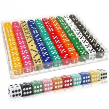 SLSESIN 100 Pieces 16MM Dice Set, 6 Sided Standard Colored Dices with Portabl...