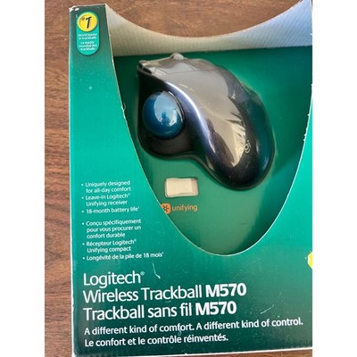 Logitech M570 Wireless Trackball Mouse Ergonomic 2.4GHz Unifying Receiver Gray