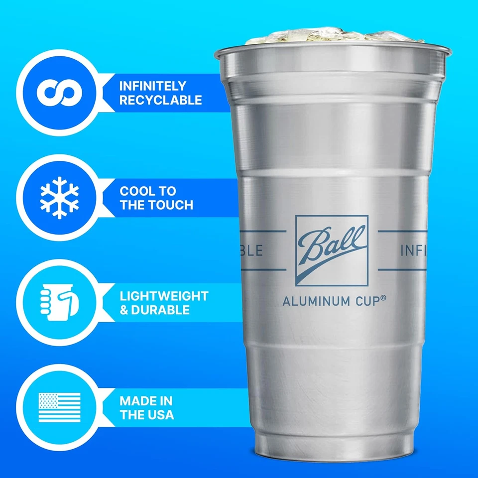 Ball Aluminum Cup Recyclable Party Cups, 12 Oz. Cup, 50 Cups per Pack - Image 2 of 4