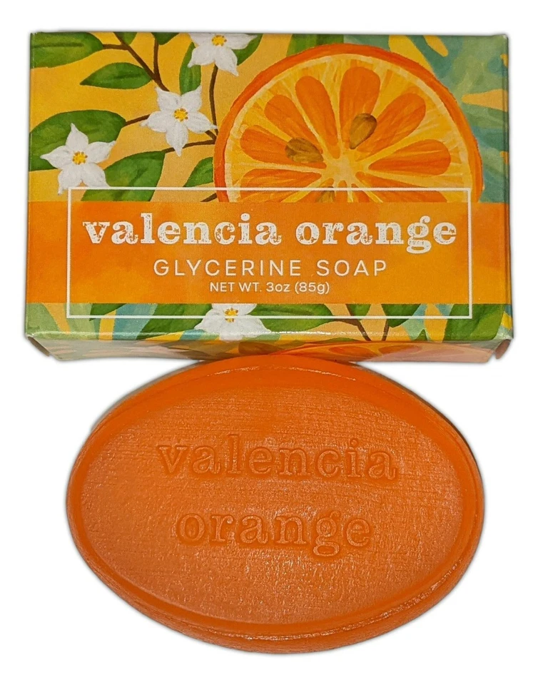 GREENWICH BAY TRADING CO. Set of 2 Greenwich Bay Tropical GLYCERINE SOAPS, 3 oz. Each, VALENCIA ORANGE
