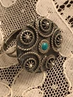 Vintage MEXICO Sterling Silver Turquoise Adjustable Poison Pill Ring. Signed.