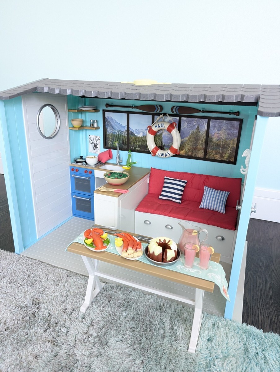 Our Generation American Girl Seaside Beach House Dollhouse Complete Set  Retired