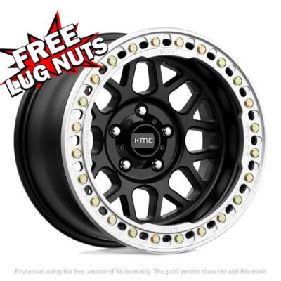 18 inch 18x9 KMC KM235 GRENADE CRAWL BEADLOCK SATIN BLACK wheels rims BLANK +10