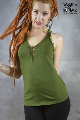 DAMEN KNOTEN TOP Spitze Boho Zigeuner Hippie Festival Psytrance Party Pixie Fee Kleidung