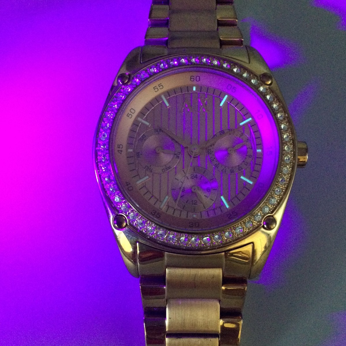 Armani Exchange Watch Women 40mm Rose Gold Day Date AX5042