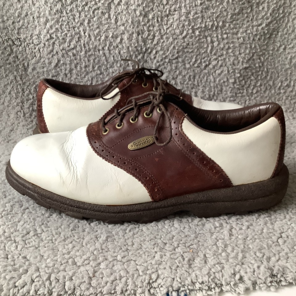 Chaussures De Golf FootJoy Soft-Joys Femme - 8 M, Blanc/tan, Cuir, Neuves