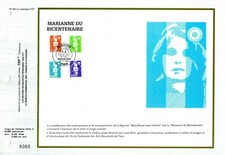 2620/21/25/26++FEUILLET CEF   1er JOUR 1990    MARIANNE  DU  BICENTENAIRE