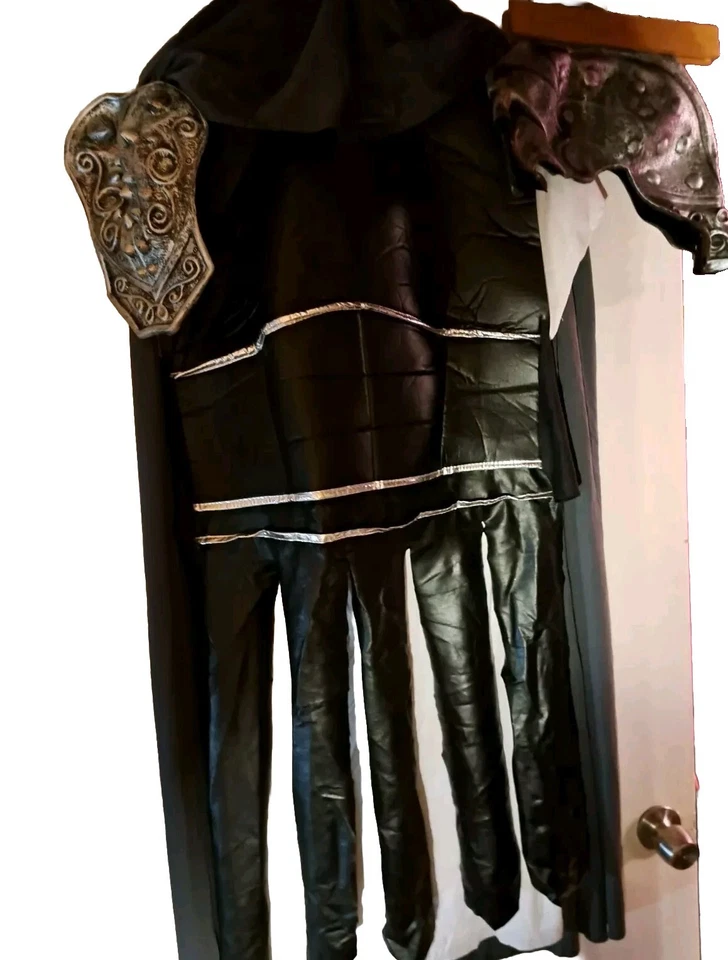4 piece Adult Black Knight Costume Latex Helmet Standard SIze M-L - Image 2 of 4