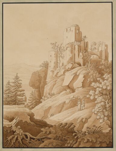 C. SPRINCK (1769-1831), Frauenstein im Erzgebirge, um 1790, Tusche Romantik - Afbeelding 1 van 8