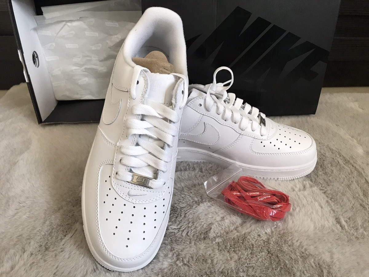 Size 9.5 - Nike Air Force 1 x Supreme Low Box Logo - White