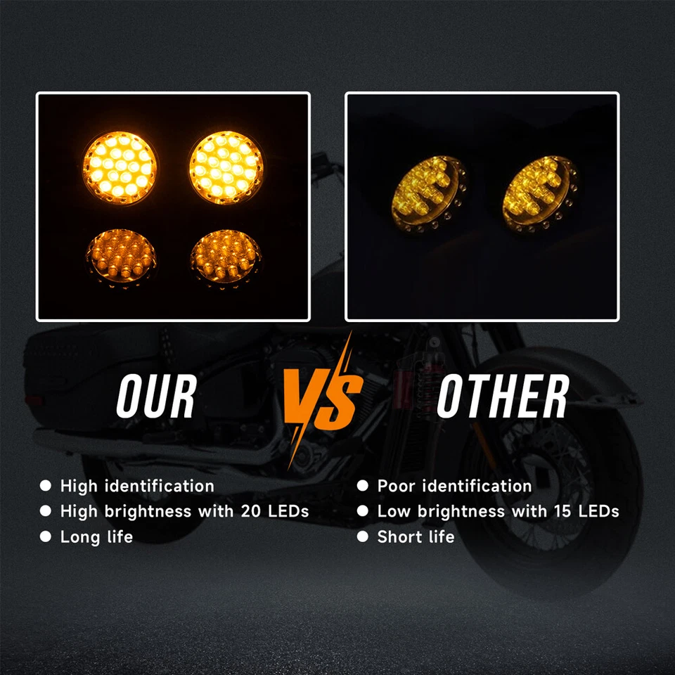 Luces intermitentes LED cromadas para motocicleta Yamaha V Star 650 950 1100 Foto 4 de 4