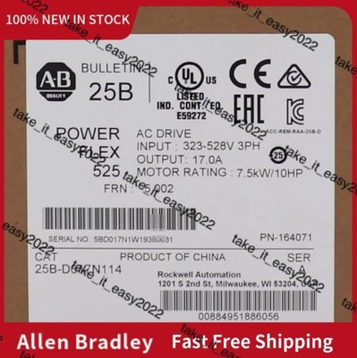 Allen Bradley 25B-D017N114 AB 25BD017N114 PowerFlex525 7.5kW/10HP AC Drive New