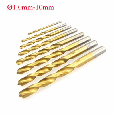 Ø1.0mm-10mm HSS Titanium Plated Twist Drill Bits Straight Shank Metal Drill Bits