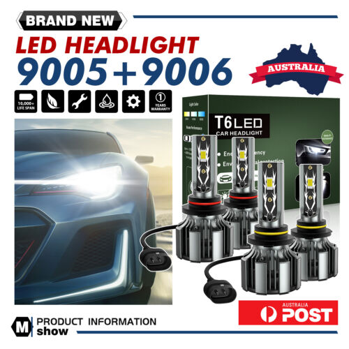 9005 HB3 High Beam / 9006 HB4 Low Beam LED Headlight Kit Globe Bulbs Lamp 6000K - Picture 1 of 10