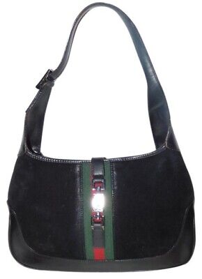 Gucci black leather Jackie hobo bag w red/green Sherry Gucci black leather Jackie hobo bag w red/green Sherry