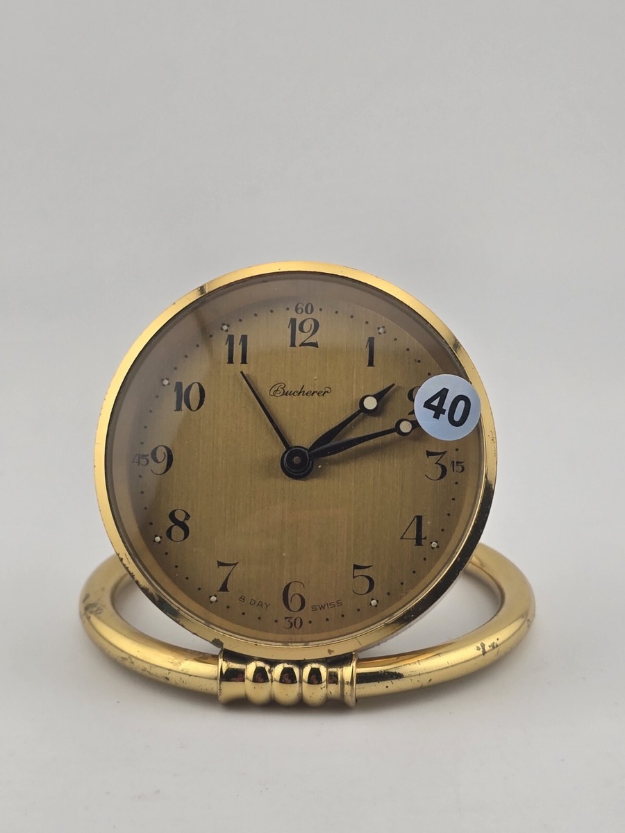 Rare Bucherer IMHOF TRAVEL CLOCK 8 DAY SWITZERLAND. Working