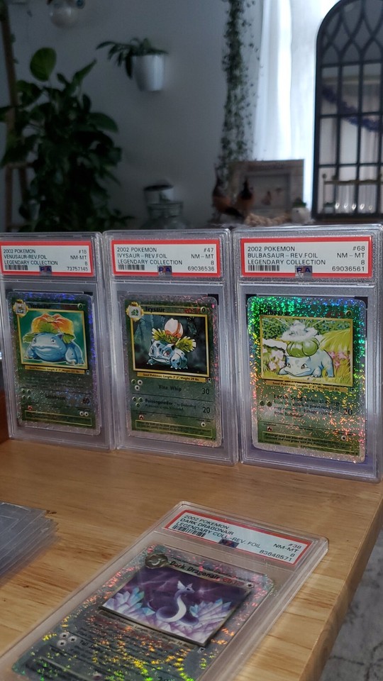 PSA 8 Bulbasaur, Ivysaur, Venusaur. Legendary Collection Reverse Holo