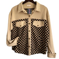 New With Tags Ces Femme Tan And Black Checkerboard Shacket Size Small