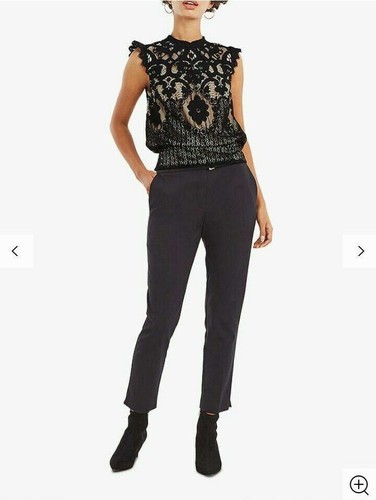 Stunning OASIS Portrait Style Shell Black Nude Lined Lace Top 12 Was £36 VGC - Picture 5 of 13